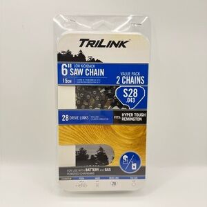 Trilink Low Kickback Saw Chains Premium 2Pack for Gas & Battery Chainsaws